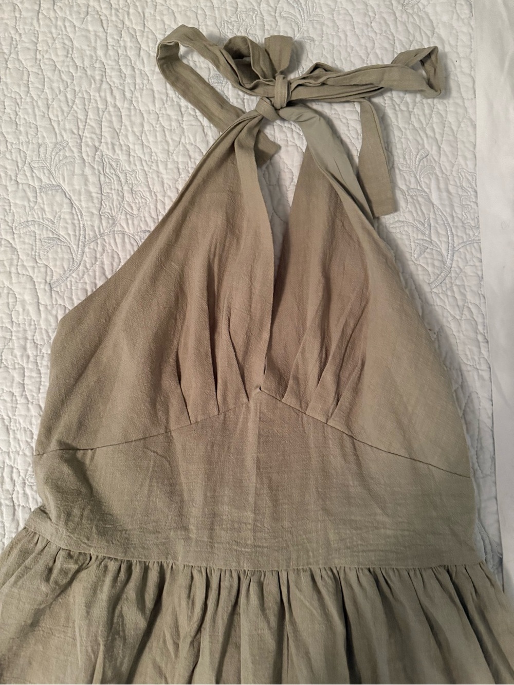 Halter Midi Dress in Light Olive